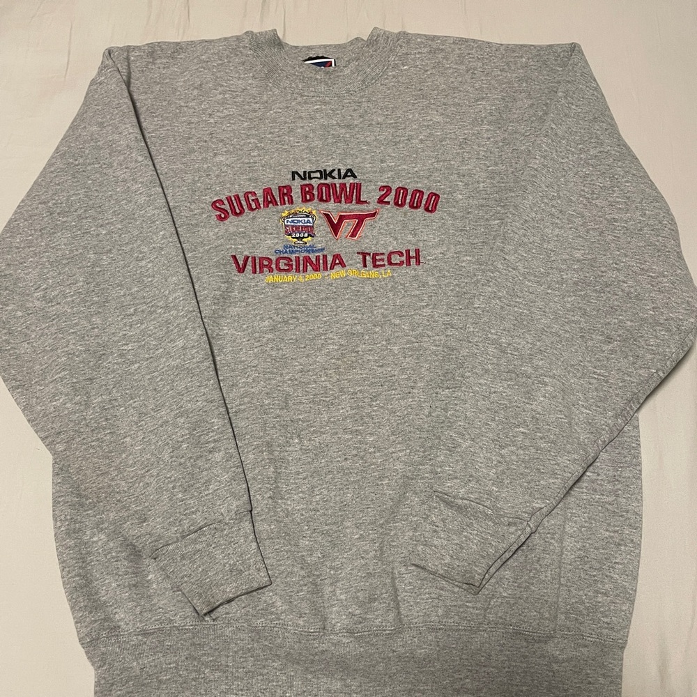 Vintage Nokia 2000 Sugar Bowl Virginia Tech Sweatshirt L Pro Layer Gray